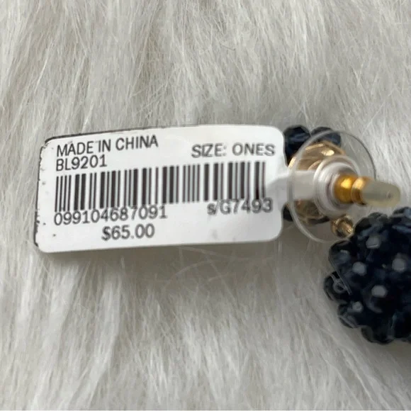 J. Crew Pave Resin Earrings Navy Blue - New - Picture 6 of 6